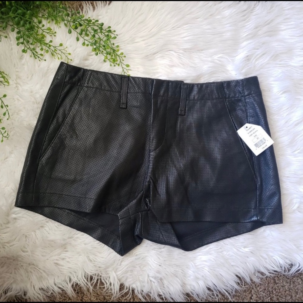 Rag & Bone Black Leather Portabello Shorts